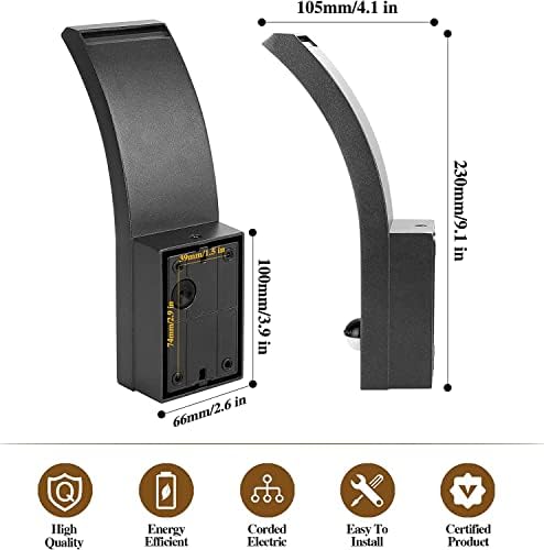 HLFVLITE Outdoor Motion Sensor Wall Light – Black Aluminum LED IP54