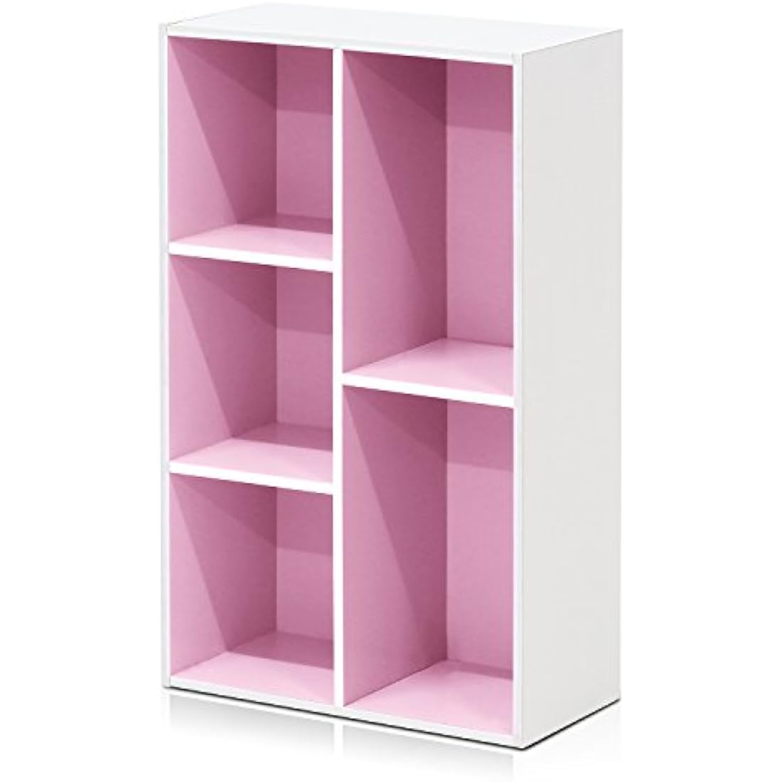 Furinno Luder 5-Cube Reversible Open Storage Shelf - White/Pink