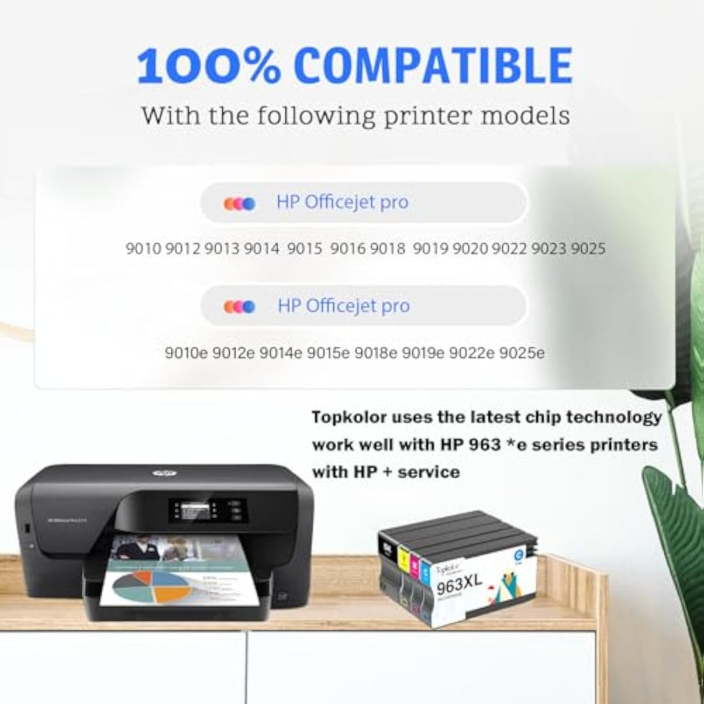 Topkolor 963XL Remanufactured Ink Cartridges for HP OfficeJet Pro 9010 9020