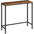 HOOBRO Slim Console Table – Rustic Brown Industrial Metal Sofa Table