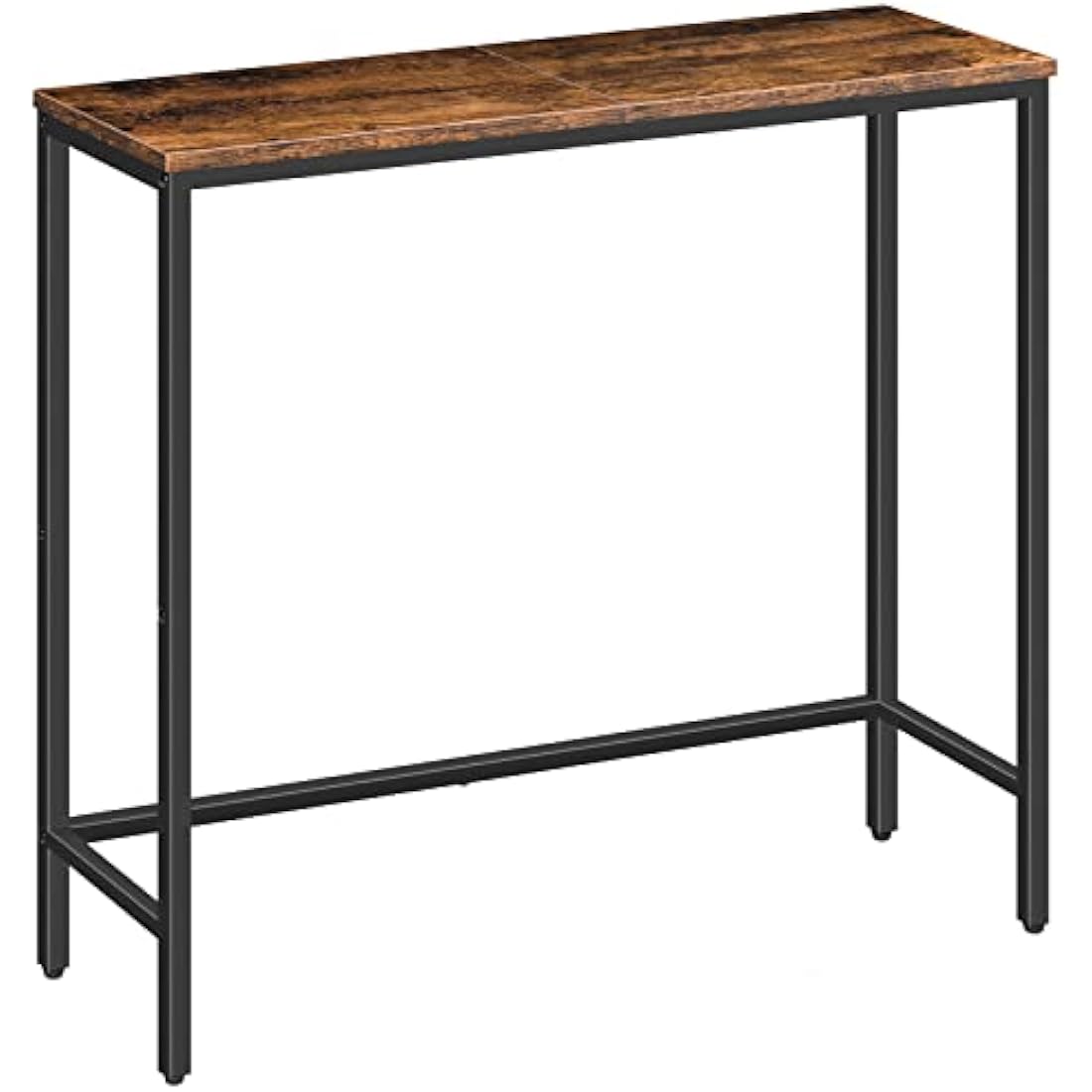 HOOBRO Slim Console Table – Rustic Brown Industrial Metal Sofa Table
