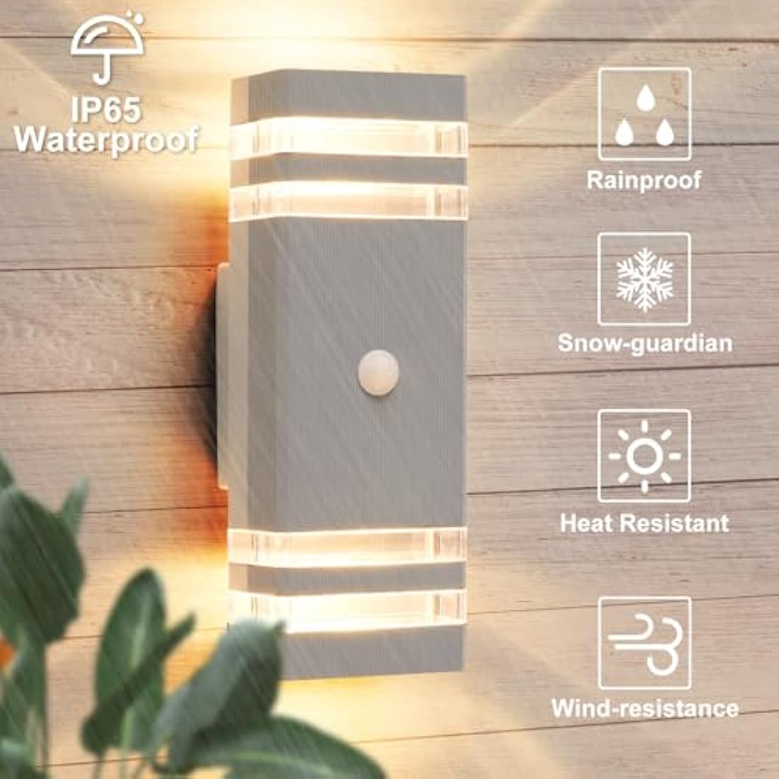 CELAVY Motion Sensor Outdoor Wall Light | IP65 Grey Up Down Porch Lamp