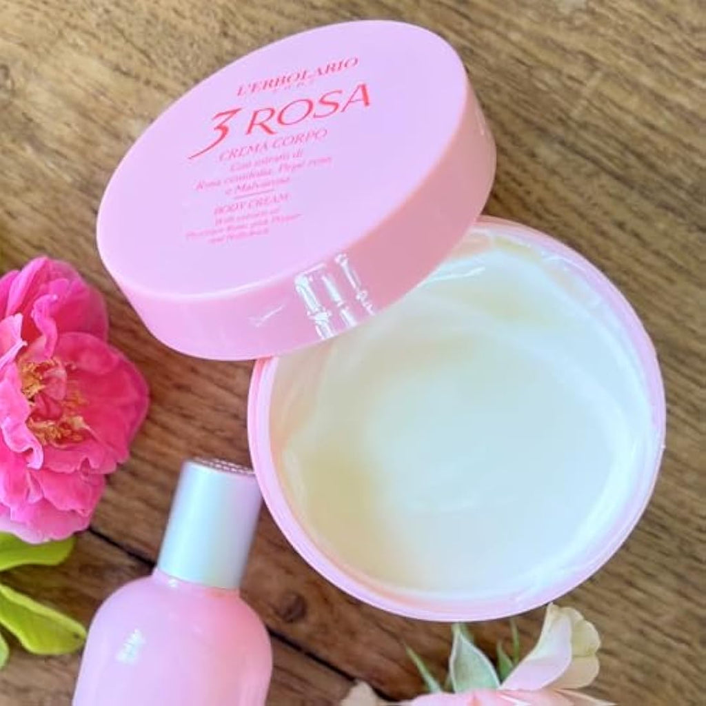 L'Erbolario 3 Rosa Body Cream – Natural Moisturizing Lotion for Sensitive Skin