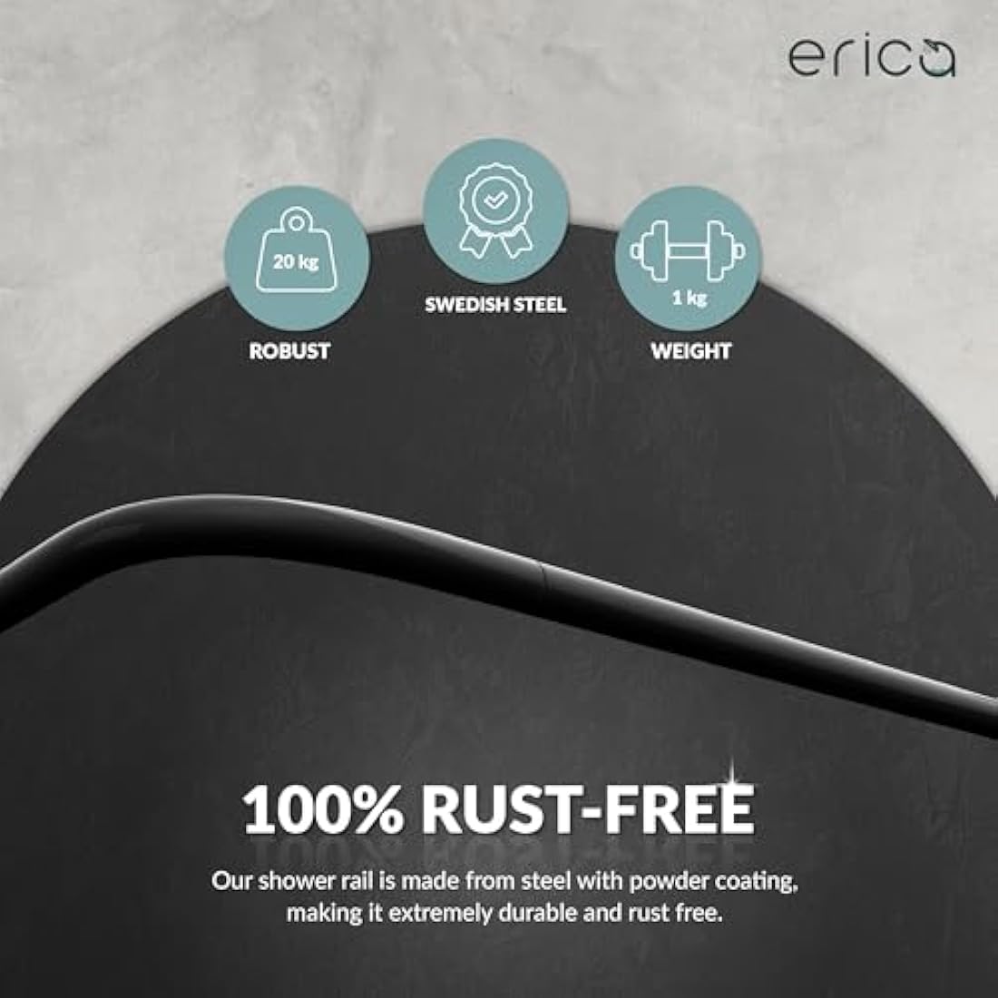 L-Shaped Shower Curtain Rail | Black Steel Curved Pole