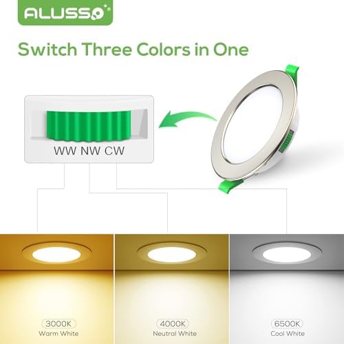 ALUSSO 10W LED Recessed Downlights – IP44 Dimmable CCT Slim Spotlights, 6 Pack