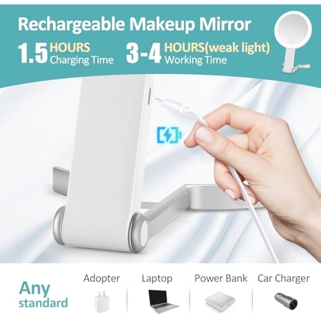 Jolof Store LED Travel Makeup Mirror | 20X Magnifying & Rechargeable