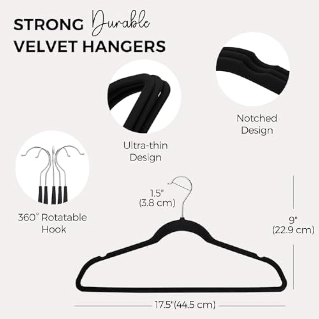 HOUSE DAY Black Velvet Hangers – 60 Pack Non-Slip Space Saving Suit Hangers