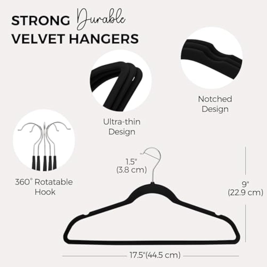 HOUSE DAY Black Velvet Hangers – 60 Pack Non-Slip Space Saving Suit Hangers