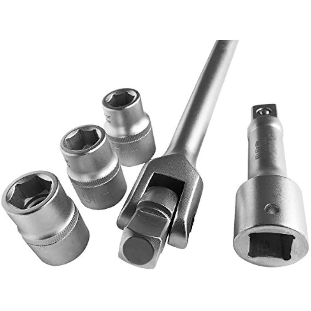 S&R 3/4" Breaker Bar Set – 600mm Flex Handle with 17, 19, 21mm Sockets