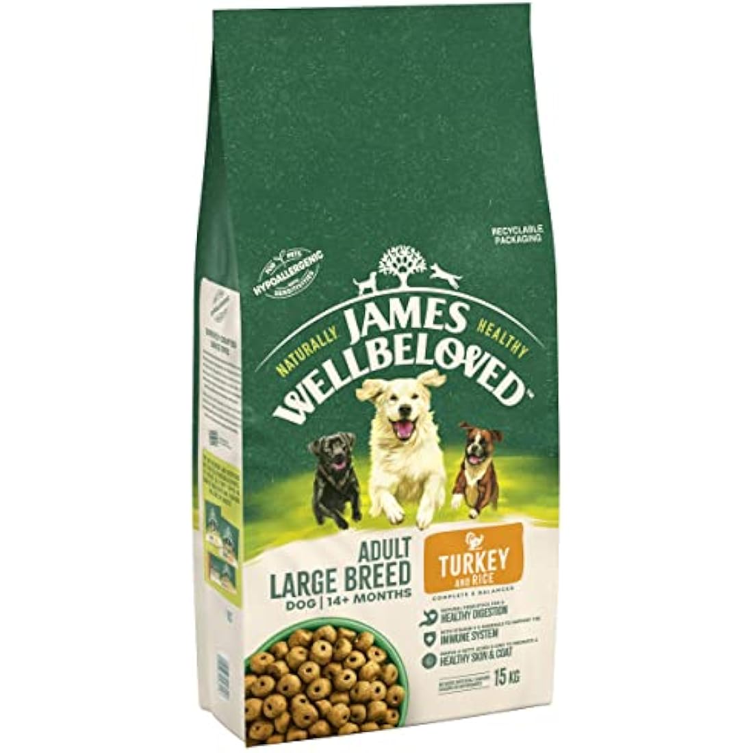James Wellbeloved Adult Large Breed Turkey & Rice Dry Dog Food - 15kg