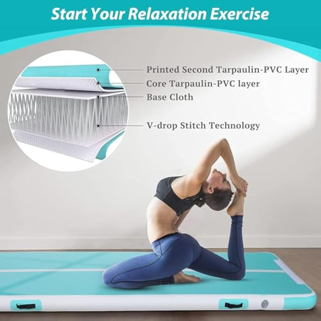 MEKETUM Inflatable Air Tumble Track Gymnastic Mat with Electric Pump