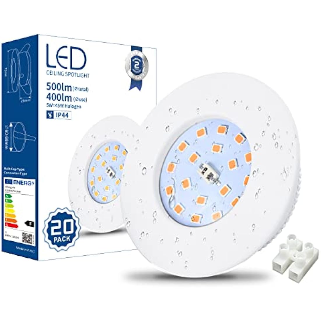 HiBay 20-Pack Ultra Slim LED Downlights | IP44 Waterproof 5W Warm White