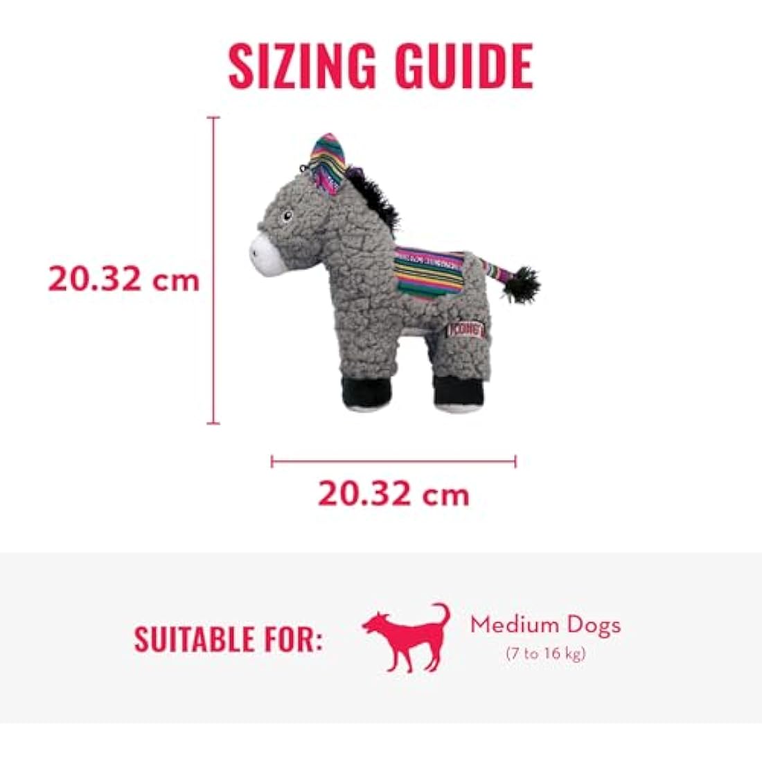KONG Sherps Donkey Plush Dog Toy – Durable Squeaky & Crinkle Toy