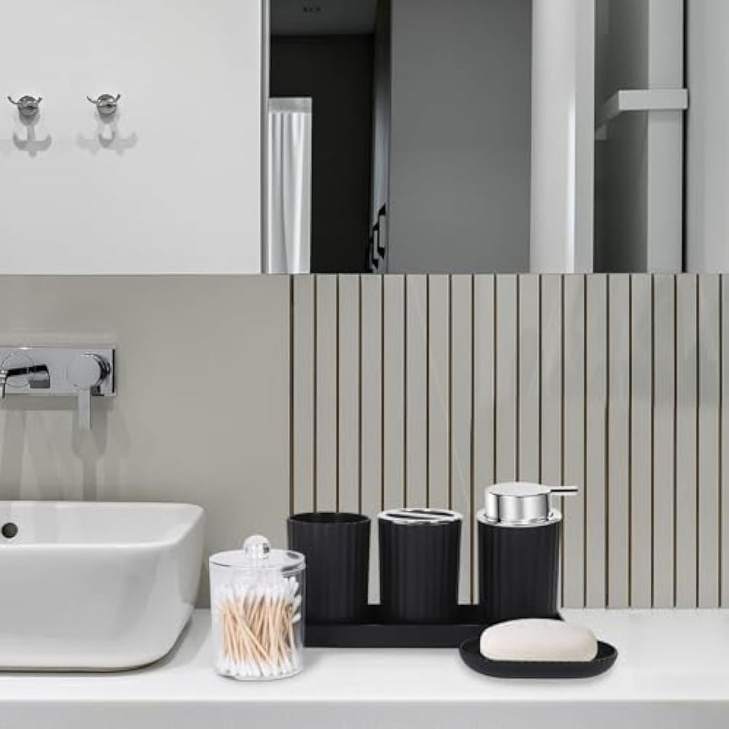 Jolof Store 8-Piece Bathroom Accessories Set with Trash Can - Black
