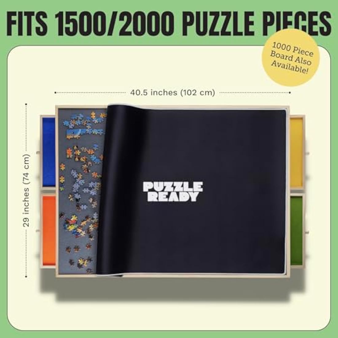 Wooden Jigsaw Puzzle Board with Drawers - Fits 2000 Pieces