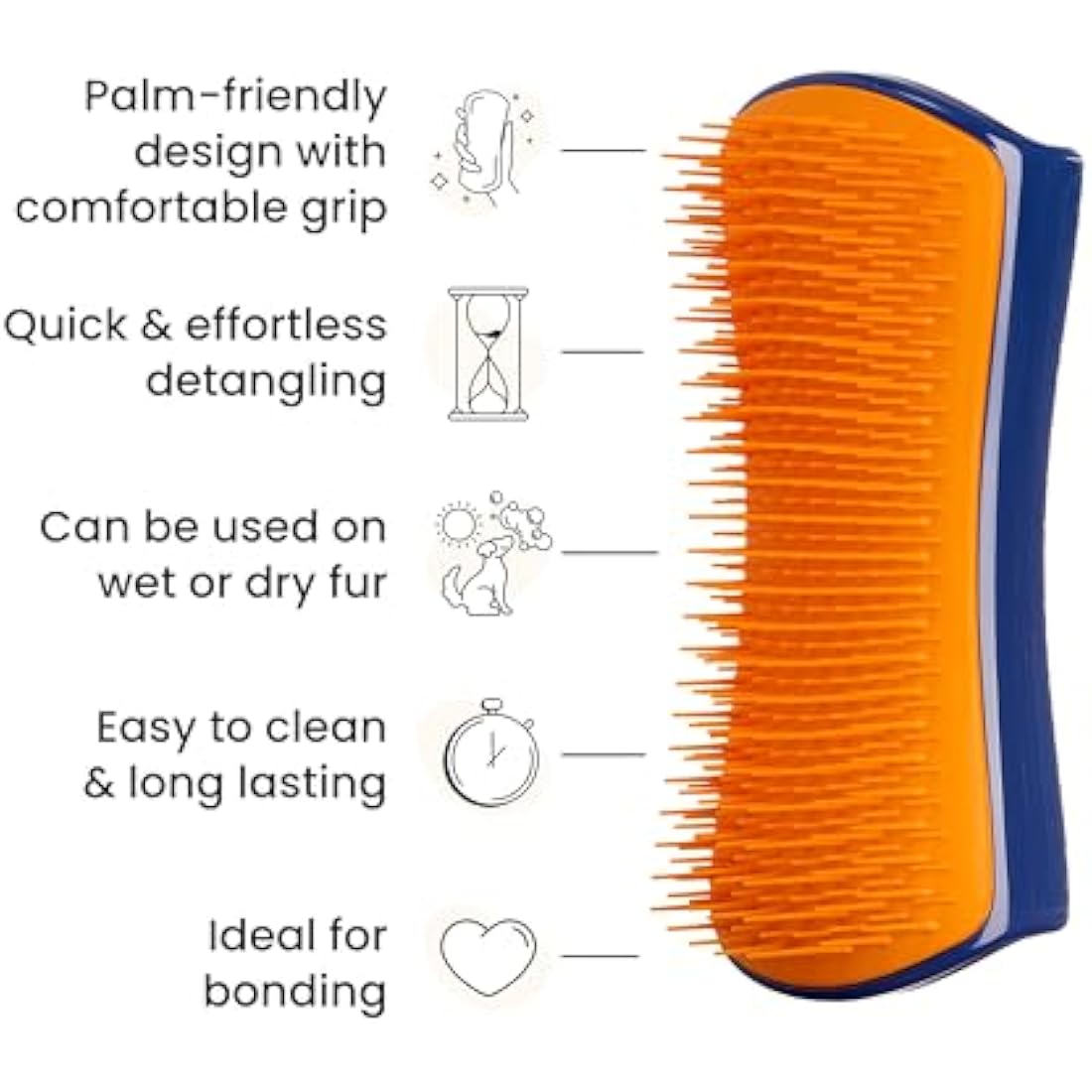 Tangle Teezer Pet Teezer - Detangling Dog Grooming Brush - Navy & Orange