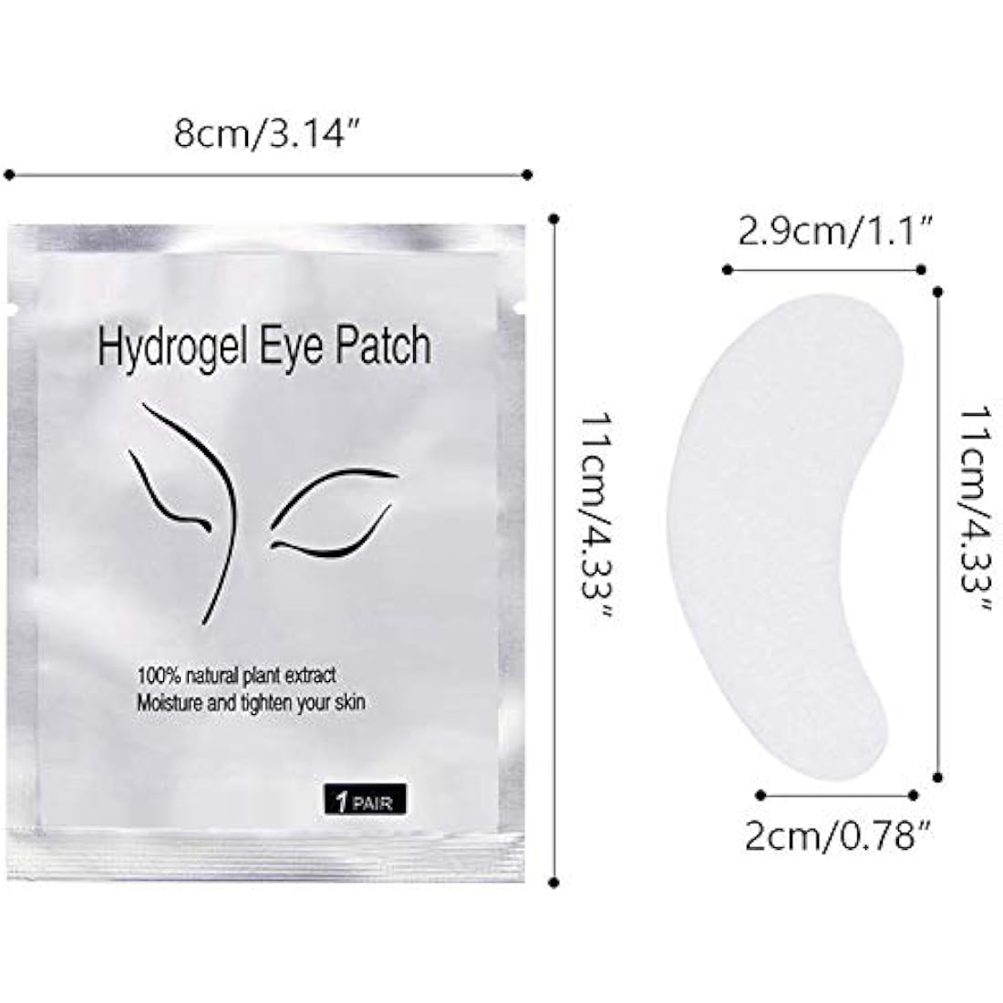 Yorgewd 100 Pairs Under Eye Gel Pads | Lint-Free Eyelash Extension Patches