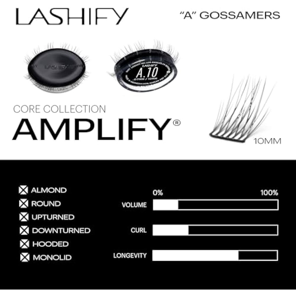 Lashify Amplify 10mm Gossamer DIY Eyelash Extensions - Black Silk