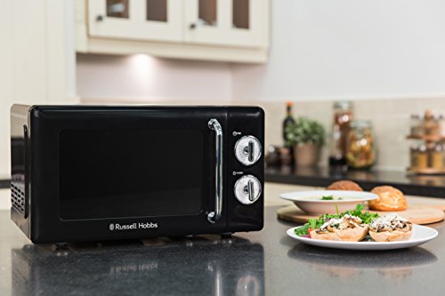 Russell Hobbs Retro Compact Microwave | 17L 700W Solo Manual - Black