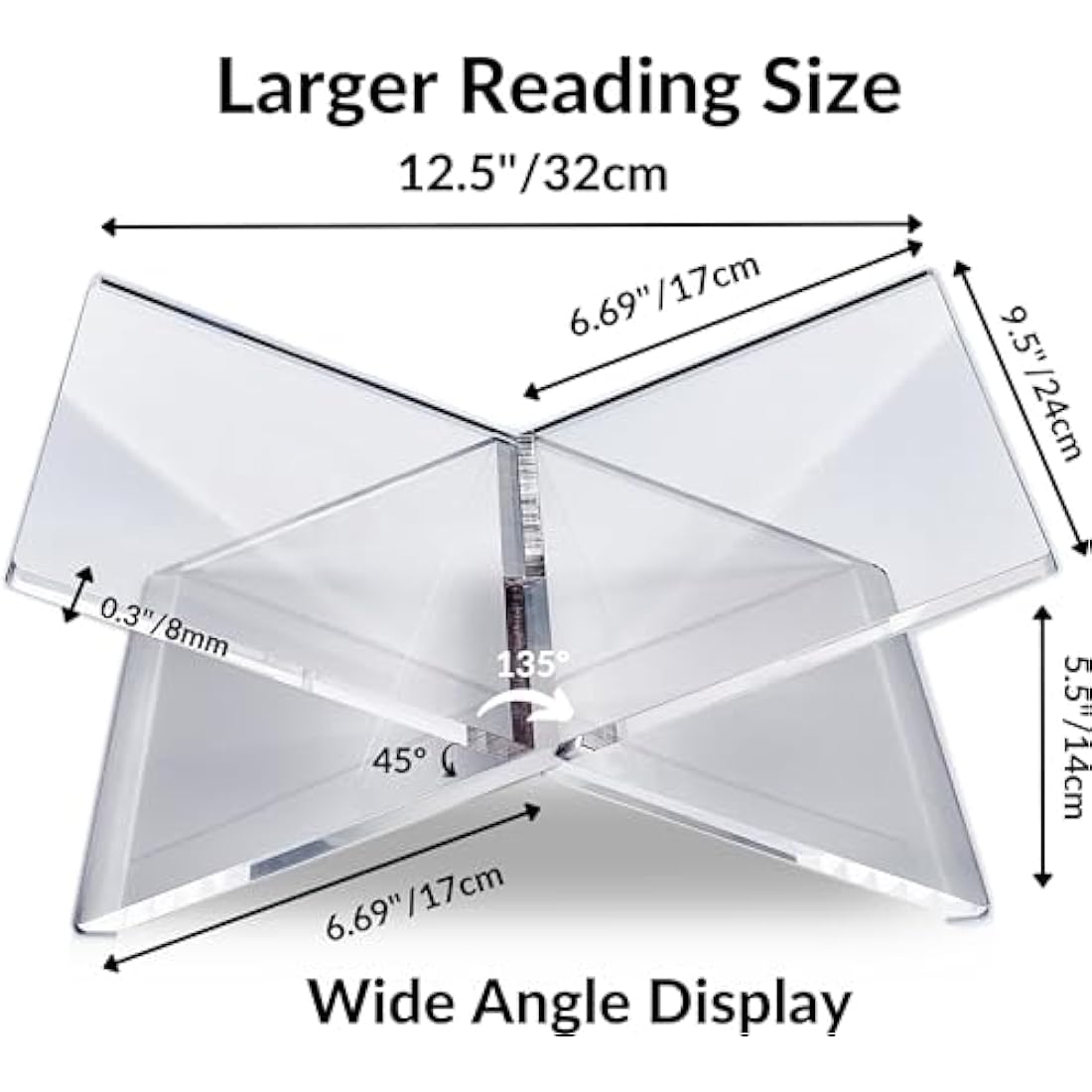 Clear Acrylic Book Stand – Large Cross Frame Display Holder