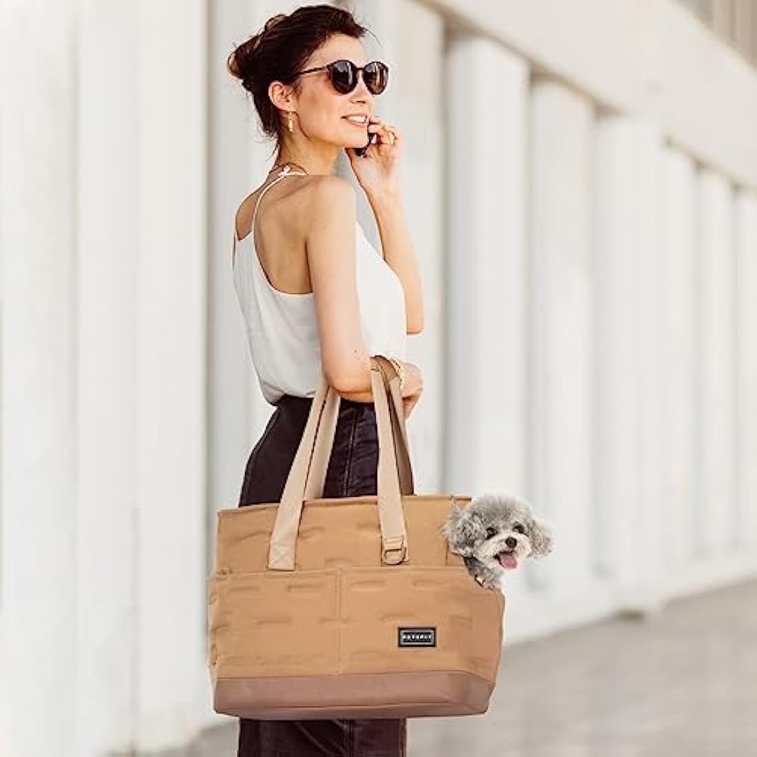 Petsfit Soft-Sided Dog Carrier Bag | Warm Pet Tote with TPU Bottom - Khaki