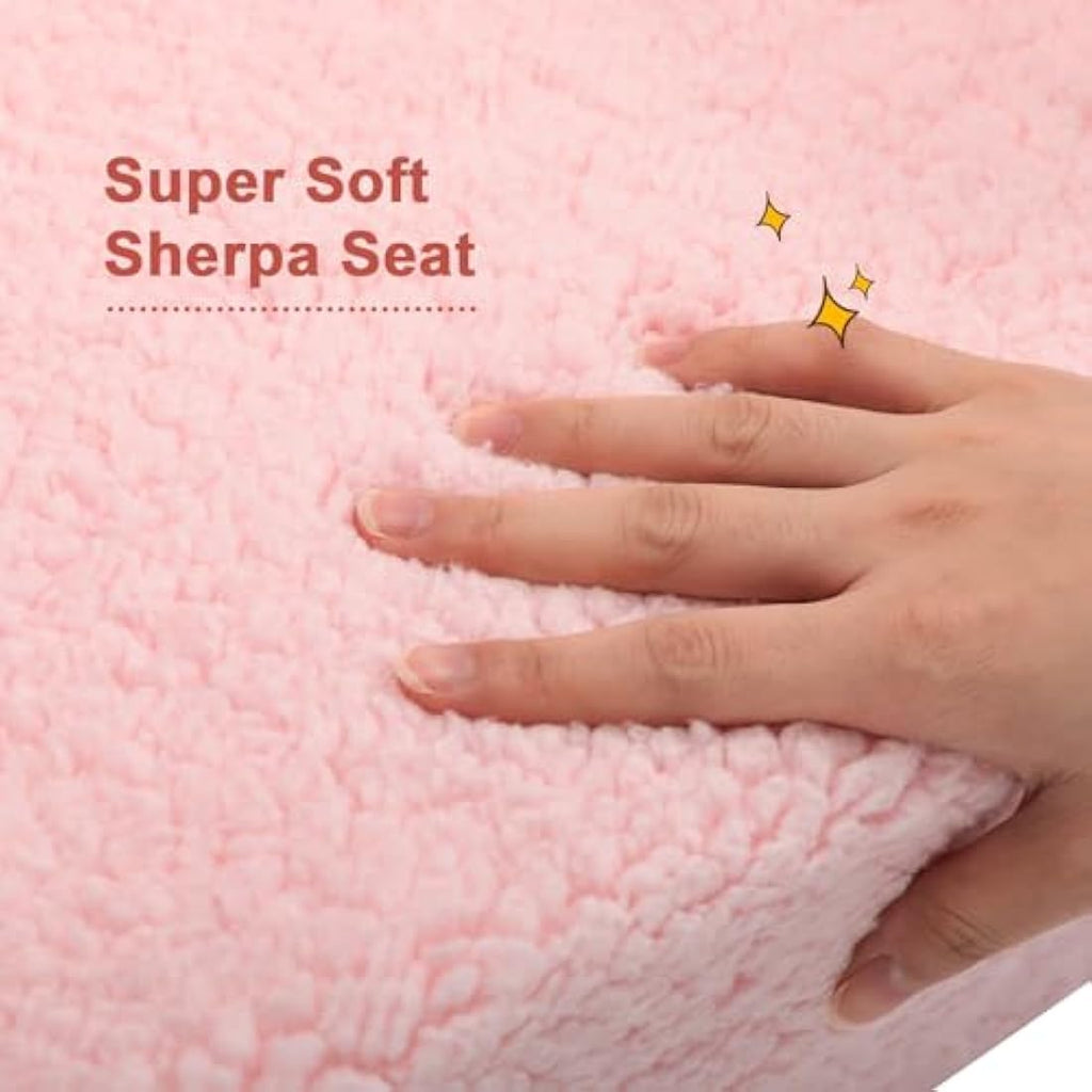 BEJOY Kids 2-in-1 Flip Out Toddler Sofa – Sherpa Convertible Lounger, Pink