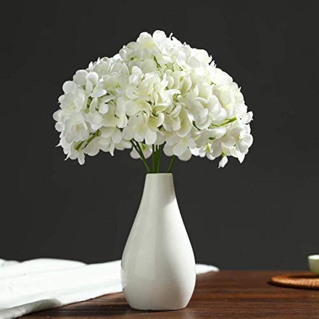 Tifuly 12Pcs Artificial Silk Hydrangeas – Realistic Cream White Flowers