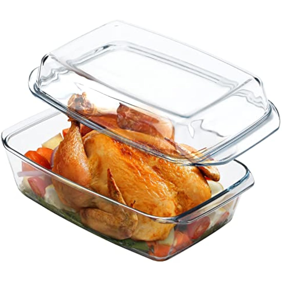 NUTRIUPS 3L Glass Casserole Dish with Lid – Rectangular Oven Bakeware