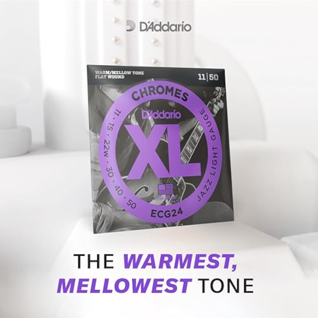 D'Addario XL Chromes Flat Wound Electric Guitar Strings | 12-52 Light