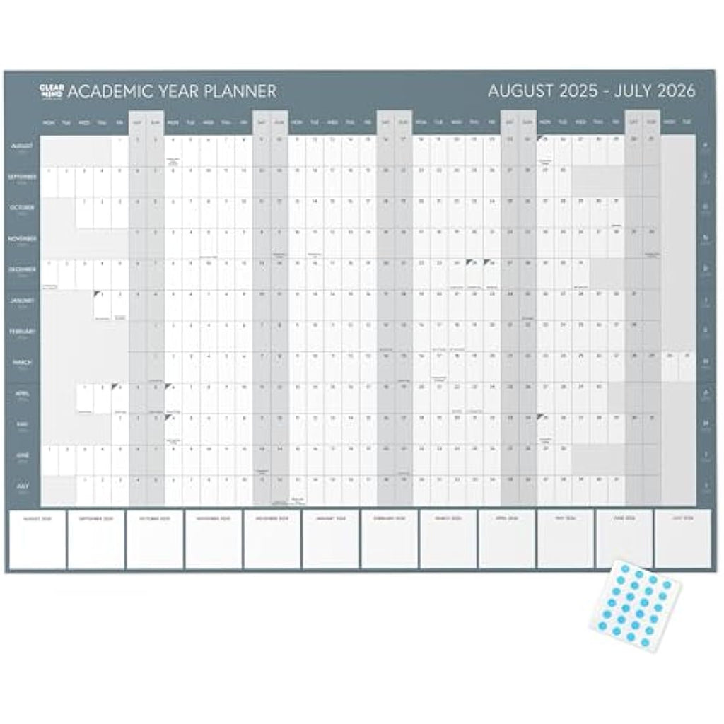 Clear Mind Concepts A1 Academic Wall Planner 2025-2026 | Monthly Organizer