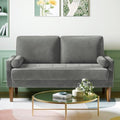 Vesgantti 2 Seater Grey Velvet Sofa – Modern Loveseat with Wood Legs