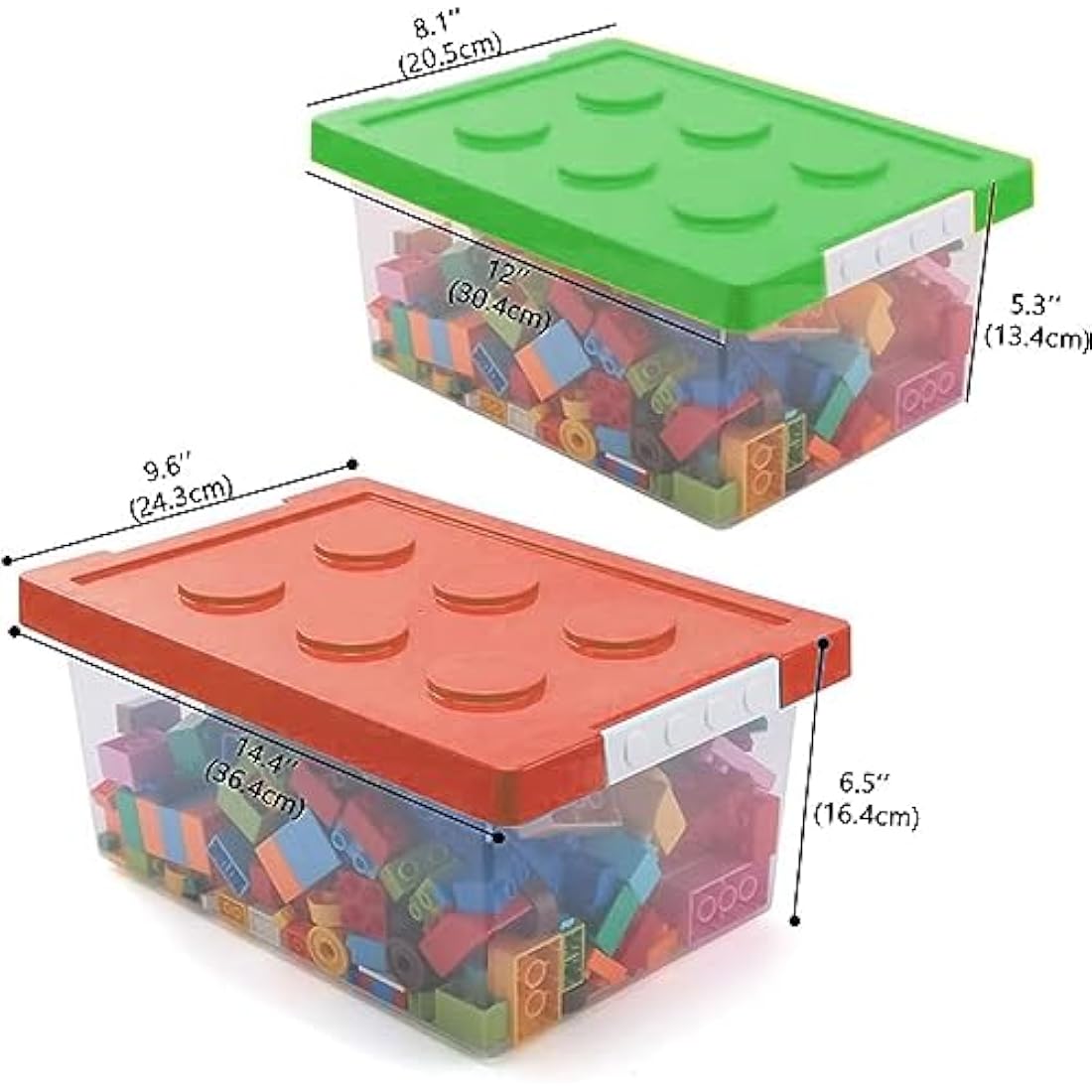 Greentainer Toy Storage Organizer Bins with Building Baseplate - Set of 2