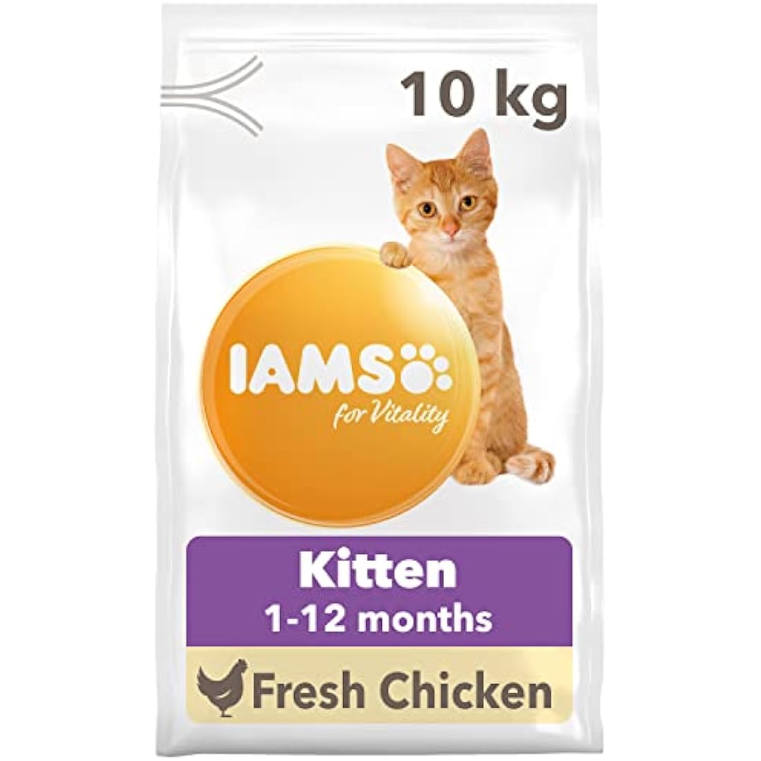 IAMS Kitten Dry Cat Food - Chicken Recipe for Healthy Growth, 10kg