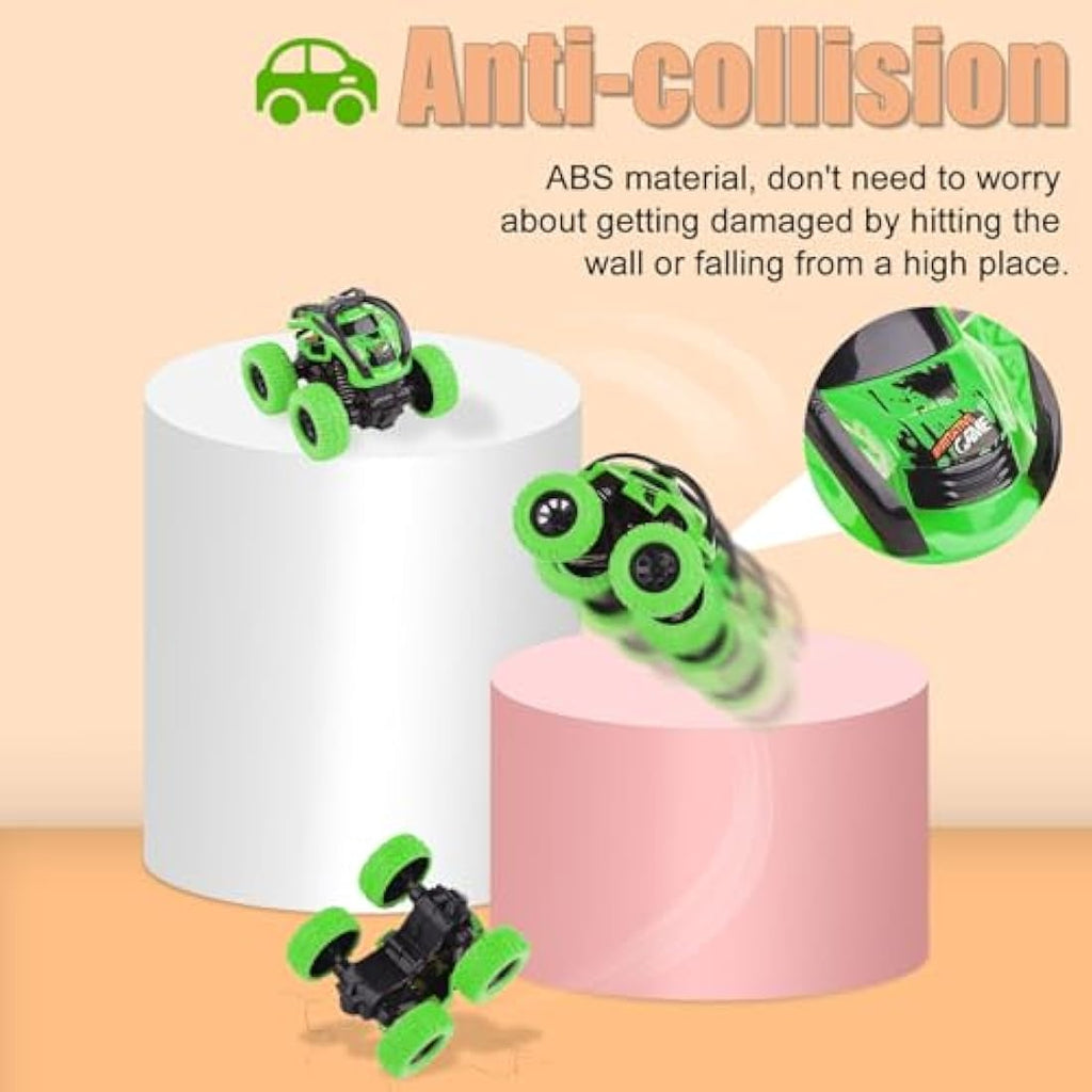 2-Pack Friction Powered Stunt Cars for Toddlers - Blue/Green