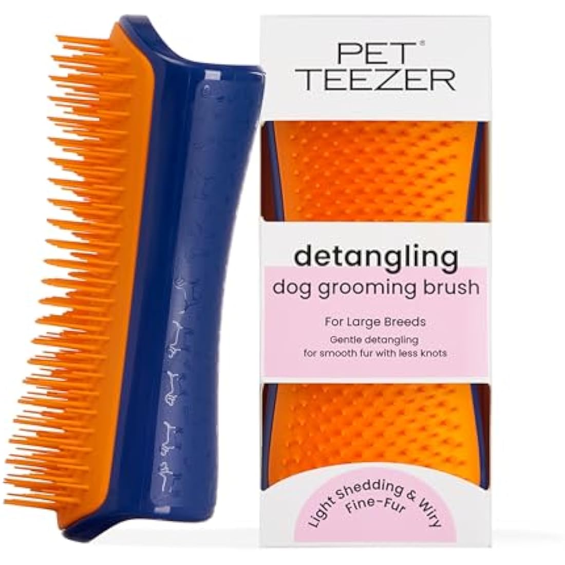 Tangle Teezer Pet Teezer - Detangling Dog Grooming Brush - Navy & Orange