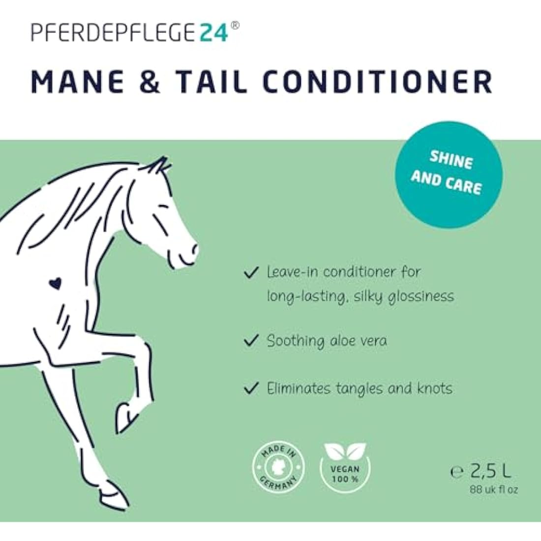 PFERDEPFLEGE24 Mane and Tail Detangler Spray – Shine & Dirt Repellent – 2500ml