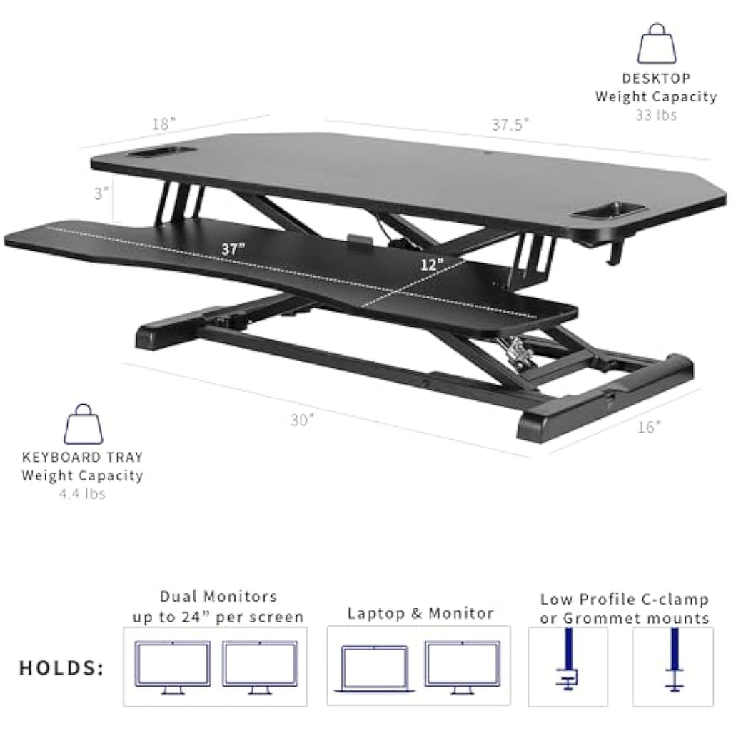 VIVO Corner Standing Desk Converter | 97cm Height Adjustable Riser
