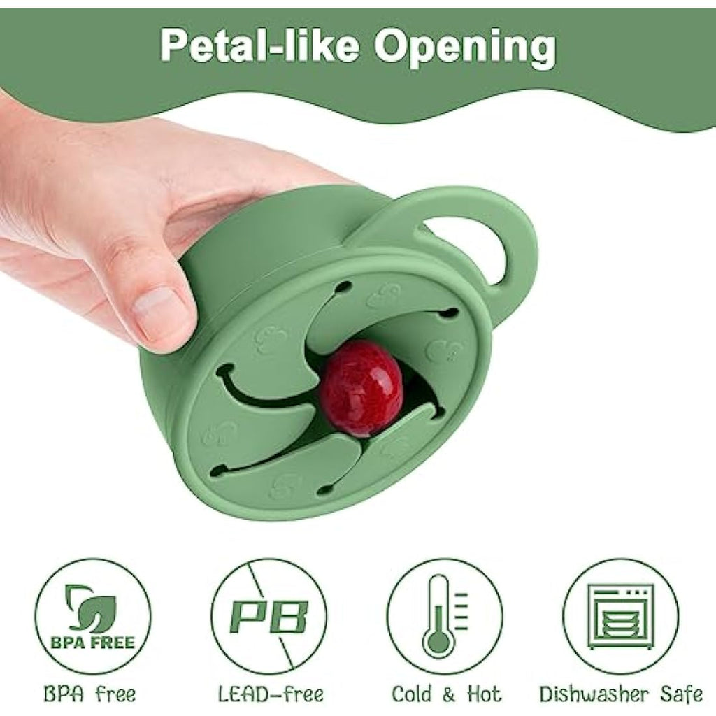 Vicloon Collapsible Silicone Baby Snack Cup – Spill-Proof Pot (Green)