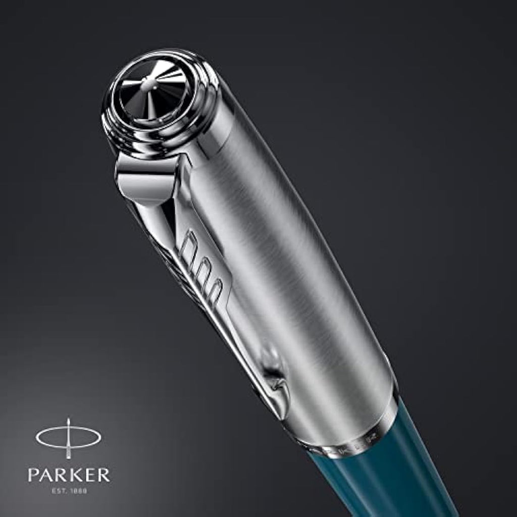 Parker 51 Ballpoint Pen – Teal Blue with Chrome Trim, Medium Point