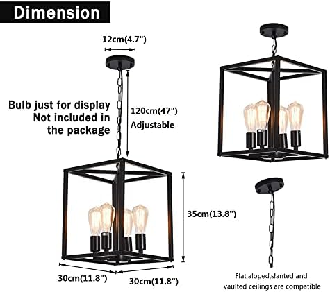 Jolof Store Industrial Metal Cage Chandelier – 4-Light Farmhouse Pendant