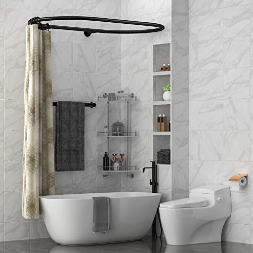 Sikaiqi Oval Aluminum Shower Curtain Rod for Clawfoot Tubs - Black