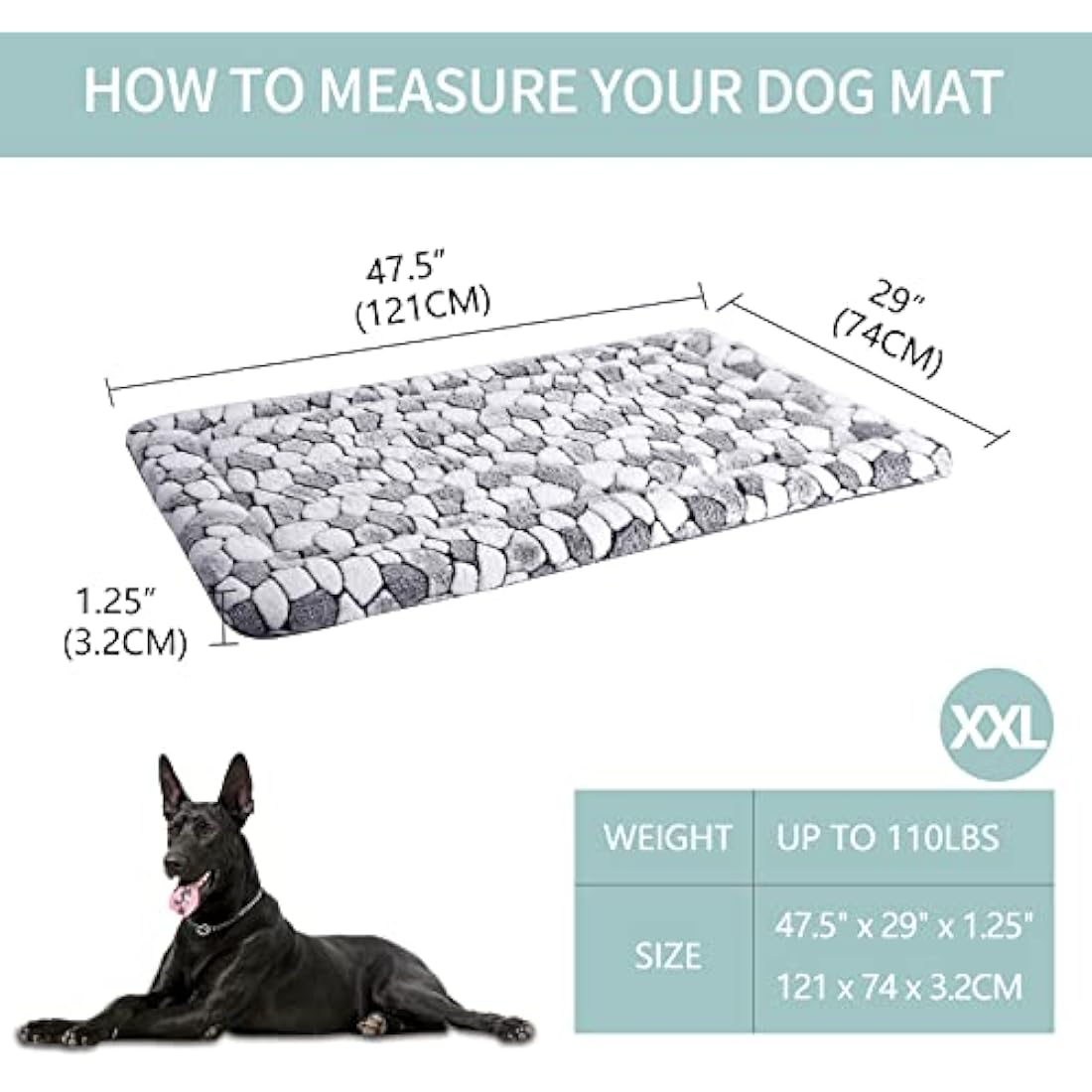 VANKEAN Reversible Dog Crate Pad – Washable Soft Pet Bed Mat, Grey