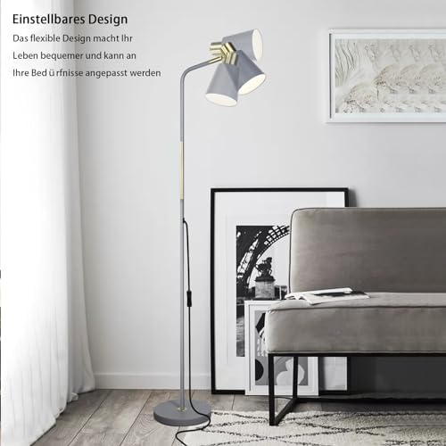 Jolof Store Industrial Floor Lamp – Adjustable Metal Task Light (Grey)