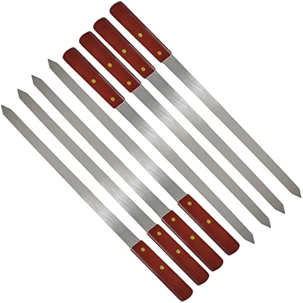 24" Stainless Steel Flat Kebab Skewers for BBQ Grill | 8Pcs