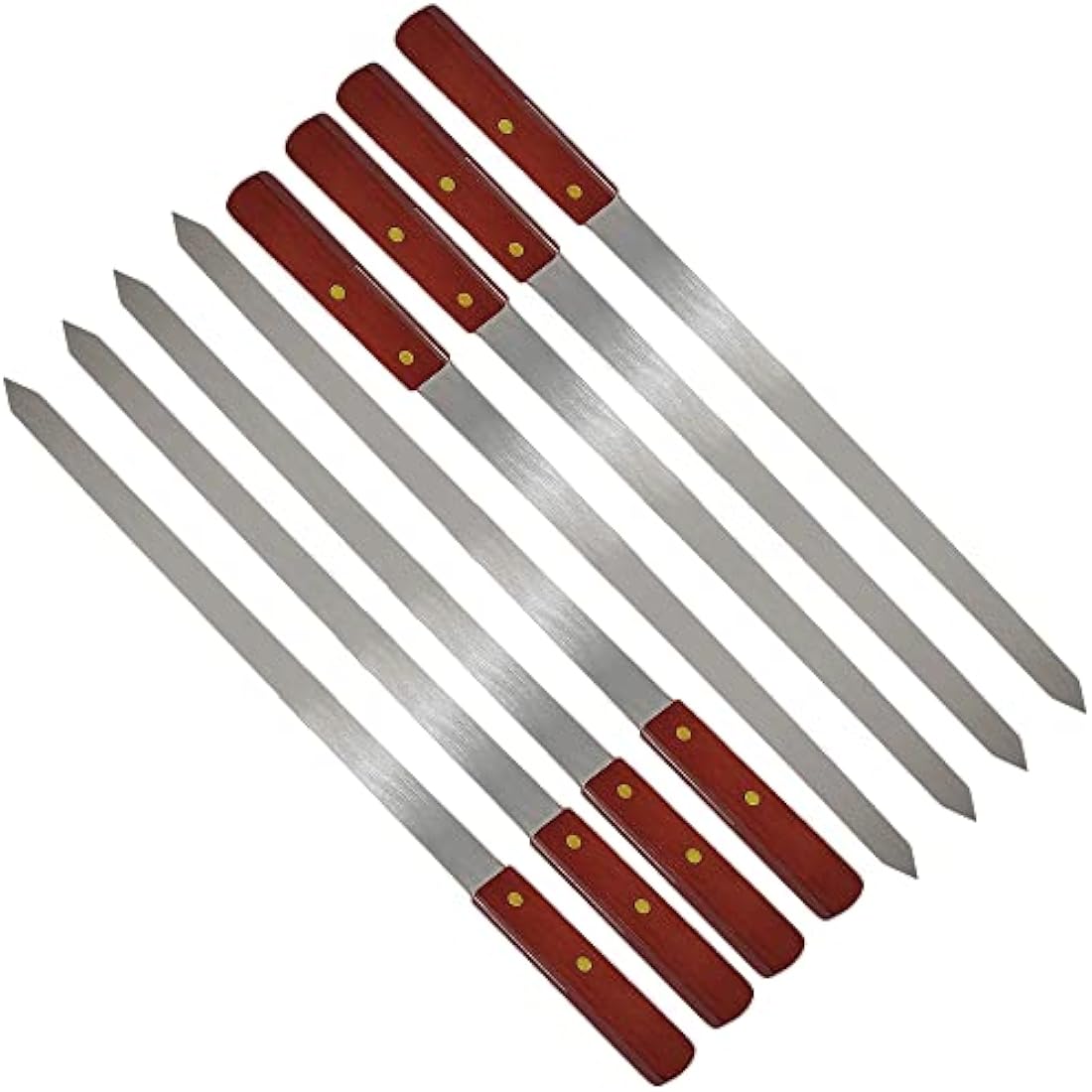 24" Stainless Steel Flat Kebab Skewers for BBQ Grill | 8Pcs