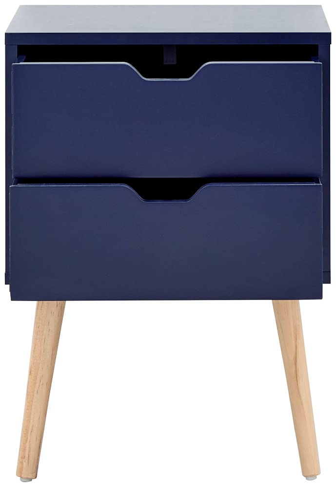 GFW Nyborg 2 Drawer Bedside Cabinet – Scandi Nightstand in Blue