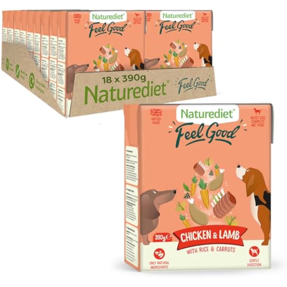 Naturediet Chicken & Lamb Wet Dog Food - Natural & Balanced (18 x 390g)