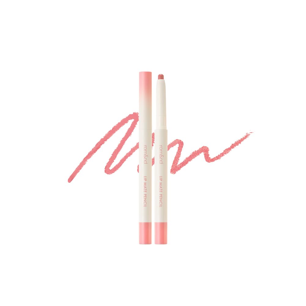 rom&nd Lip Mate Pencil – Matte Lip Liner with Blending Brush, 02 Dovey Pink