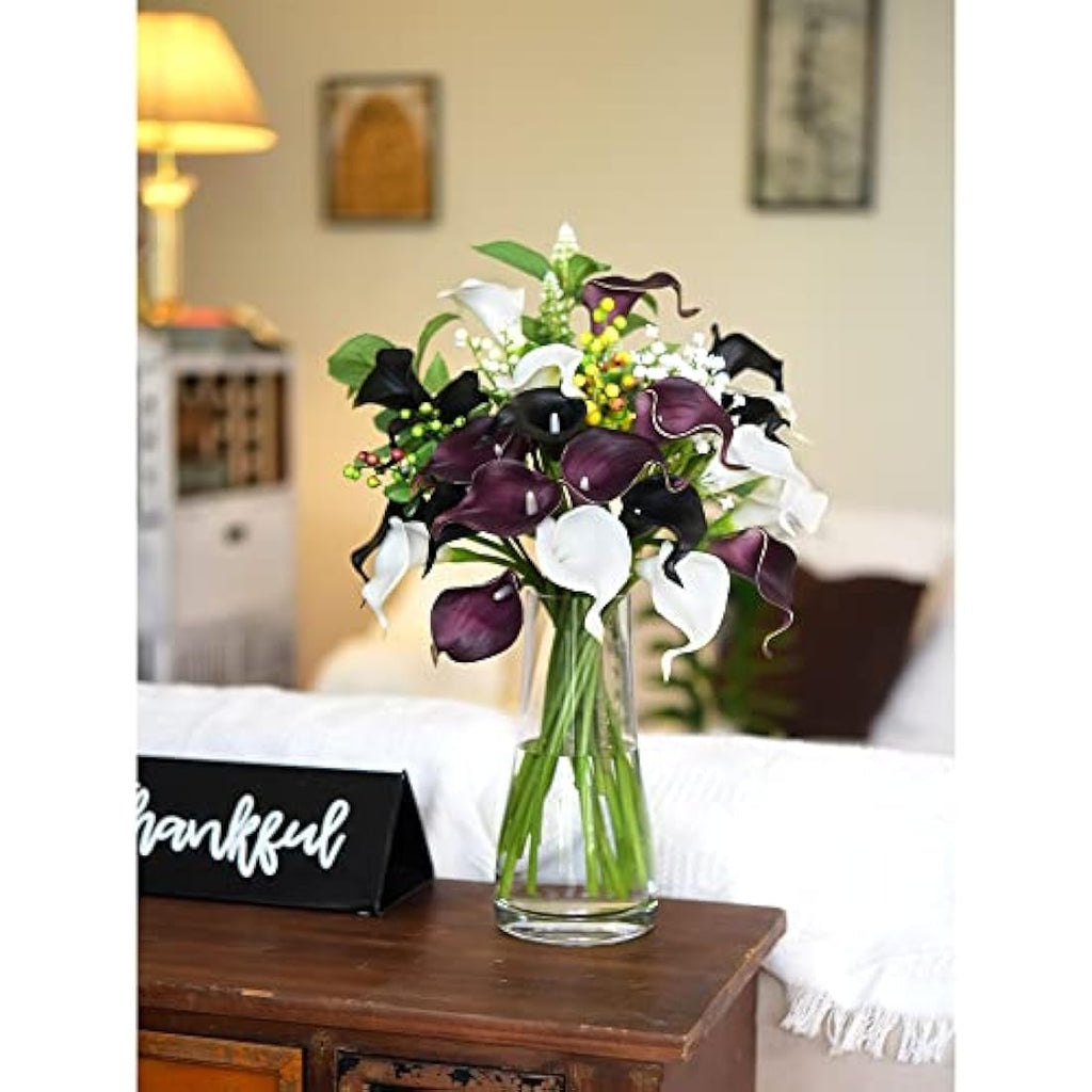 FiveSeasonStuff Real Touch Calla Lilies – 10 Stems Dark Magenta PU Flowers