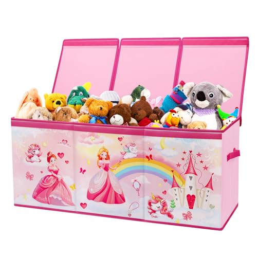 Decalsweet Princess Extra Large Toy Storage Box with Lid - Foldable Oxford Chest